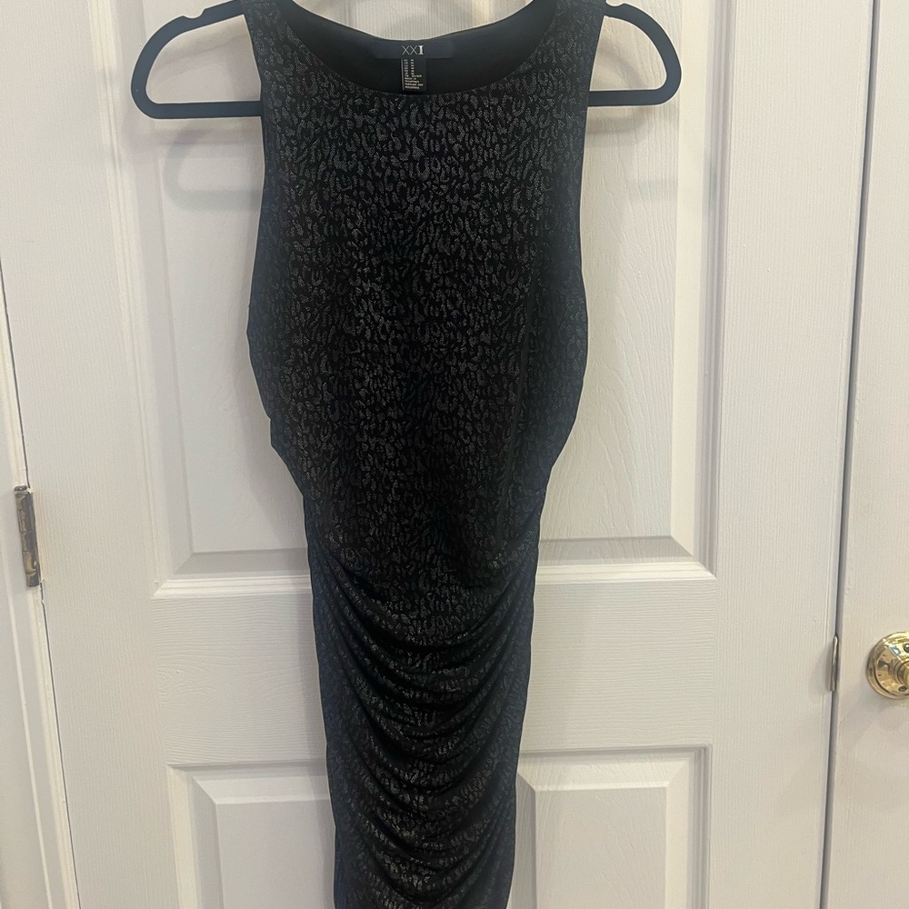 Forever 21 Black Ruched Midi Dress